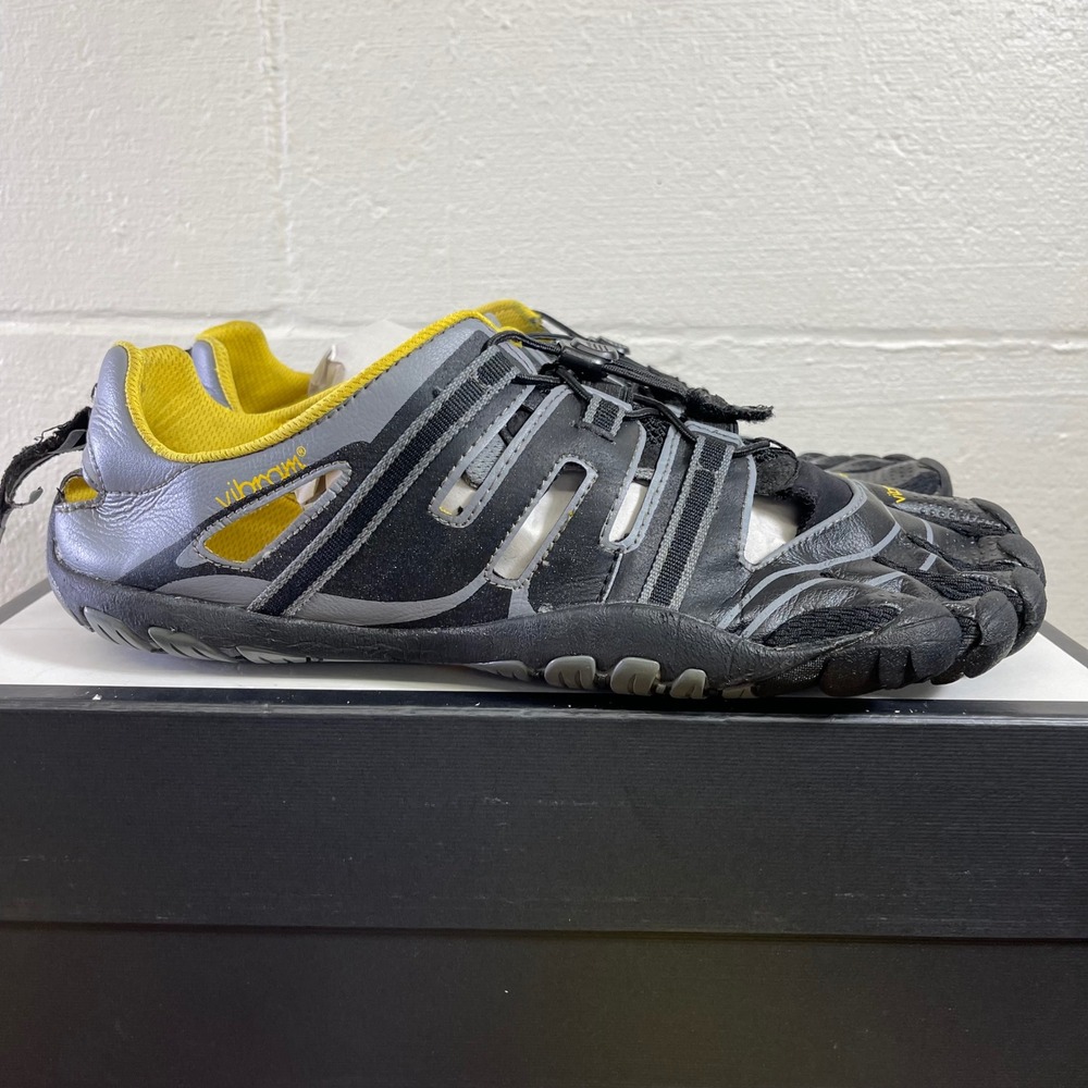 Vibram Fivefingers Treksport Sandal Gray Black Yellow Barefoot Running Mens 13 M